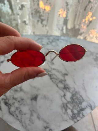 Occhiali da sole vintage ovali oro rossi