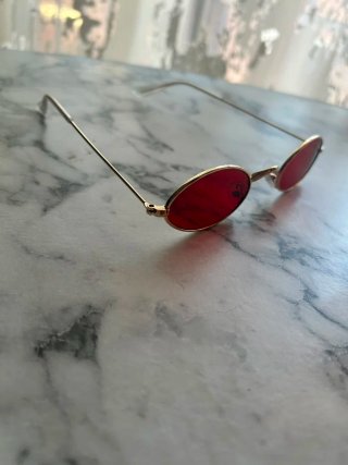 Occhiali da sole vintage ovali oro rossi