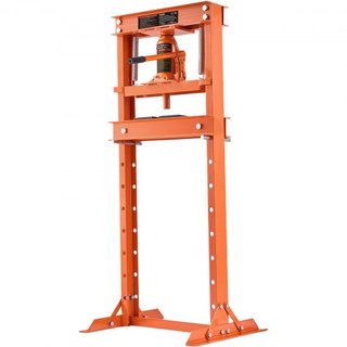 Hidráulico, Prensa de Taller de Marco en H de 12 Toneladas, Placas de Estampado, Altura de Mesa de Trabajo Ajustable para Doblado o Enderezado de Metal, Talleres de Garaje o Hogares, Naranja