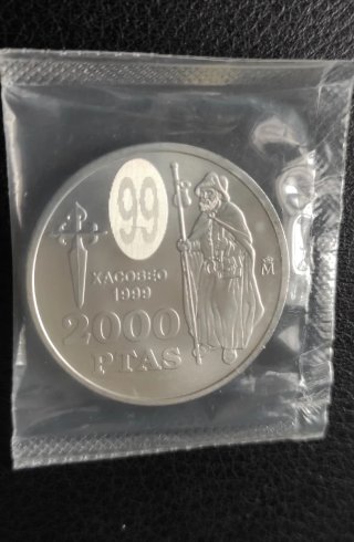 Moneda Plata Carlos I Rey España 1999