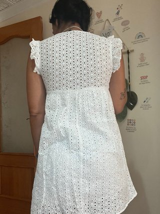 Vestido blanco brocado talla M