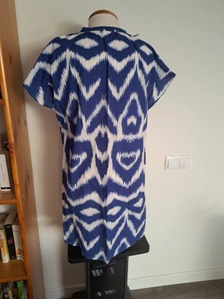 Vestido Verano Estampado Azul Blanco Talla Única