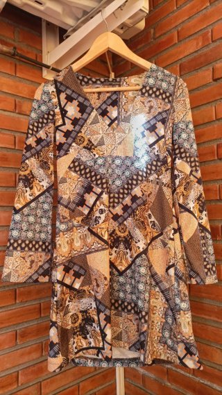 Vestido estampado manga larga talla S