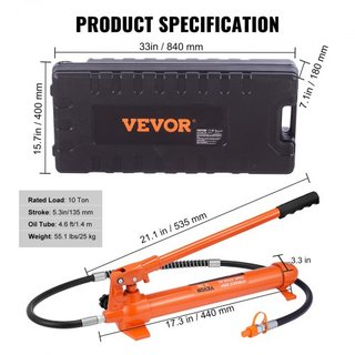 Kit Porta Poder de 10 Toneladas, Cilindro Hidráulico con Bomba, Gato de Coche con Manguera de Aceite de 4.6 ft/1.4 m, Herramienta de Reparación de Marco Doblado con Estuche de Almacenamiento para ...