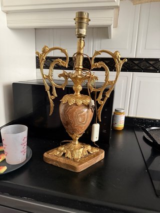 Lámpara Candelabro Bronce y Mármol