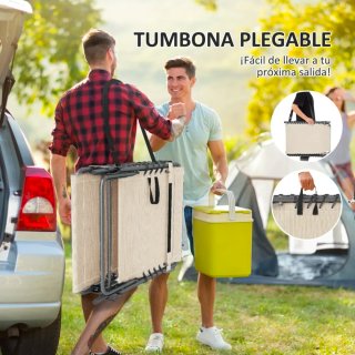 Tumbona plegable con bolsillo lateral y bandeja
