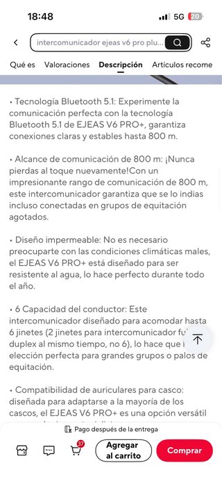 EJEAS V6 PRO+ Intercomunicador Moto Nuevo