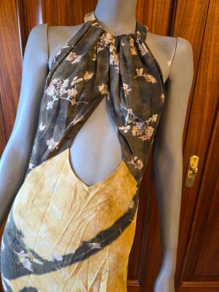 Vestido Zara Estampado Halter Talla M