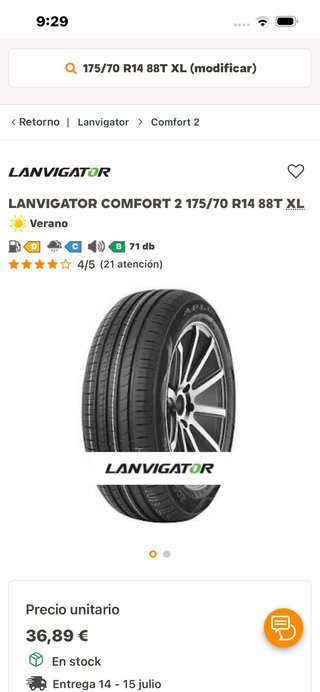 Neumático Lanvigator Comfort II 175/70R14 88T XL