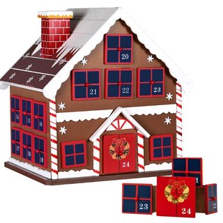 Calendario Avvento di Natale Casetta in Legno 24 Cassetti