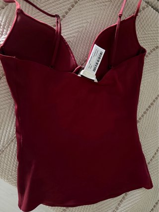 Top Zara efecto corsé, Nuevo, color vino Talla S