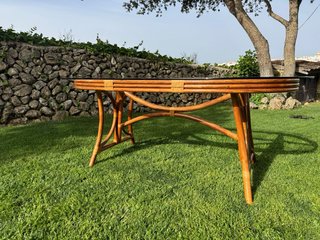 Mesa mimbre Ovalada con Cristal
