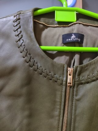 Cazadora Piel Auténtica Verde Marca On Step