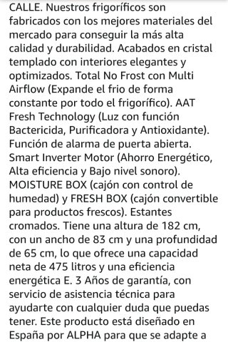 Frigorífico Americano Alpha