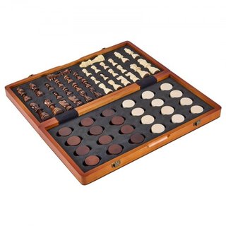 Juego de Ajedrez Magnético de Madera, Set de Juego de Ajedrez y Damas 2 en 1 de 15 pulgadas/38.1 cm, Tablero de Ajedrez Plegable para Adultos y Niños, Set de Ajedrez Portátil de 2 Reinas para Rega...