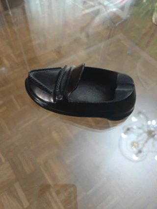 Antiguo Cenicero zapato mocasín negro