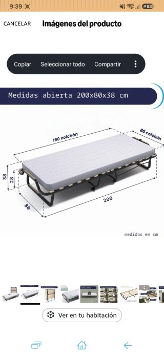 Cama Plegable con Colchón Viscoelástico