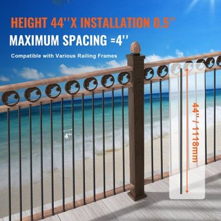 Balustres Metálicos para Escaleras, 44'' x 0.5'' Espigas Decorativas de Aleación de Aluminio, Paquete de 31 Balustres para Deck con Tornillos, Barandilla Recta Hueca Clásica Recubierta de Polvo Ne...