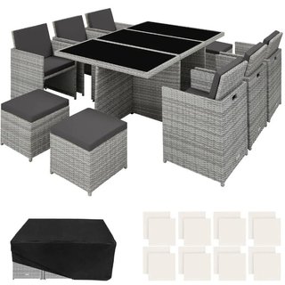 Set da giardino in rattan e alluminio New York 6+4+1 con