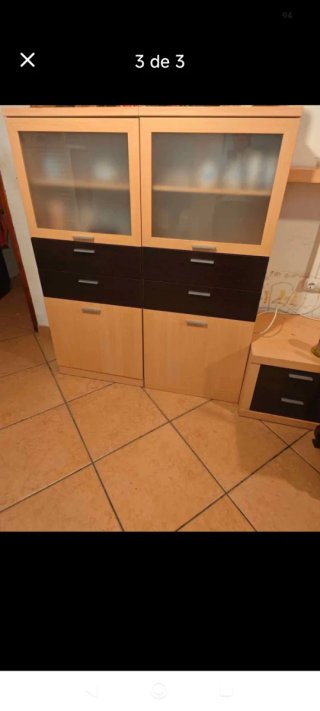 Armario gran capacidad madera y cristal
