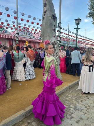 Traje flamenca Sibilina talla 36 fucsia/buganvilla