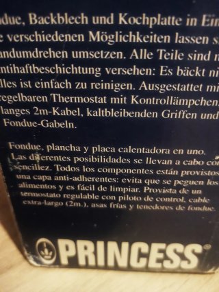 Princess Fondue, Plancha y Calentador