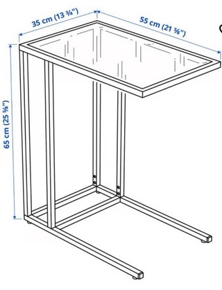 Mesa auxiliar cristal y metal negra