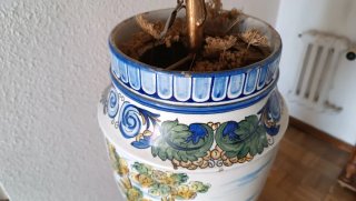 Lampada da terra in ceramica vintage