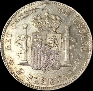 Moneda 2 Pesetas Alfonso XIII 1905 Plata