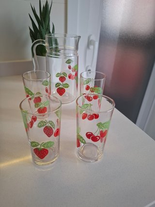 Juego Jarra y Vasos Frutas