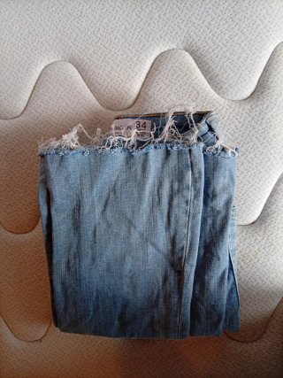 Pantalón vaquero flare azul mujer