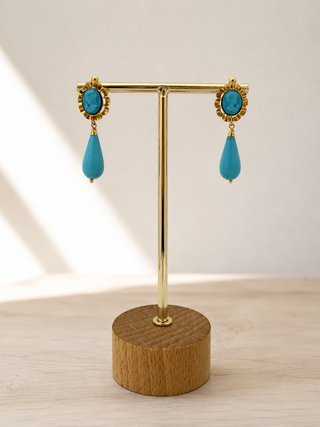 Pendientes Oro 18kl Coral Azul Ref. BIL-TRA1927