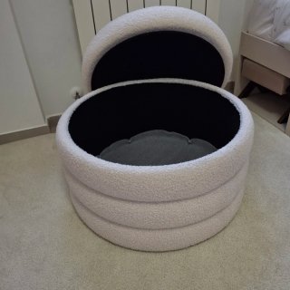 Panca pouf contenitore tessuto bouclé