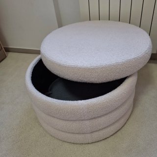 Panca pouf contenitore tessuto bouclé