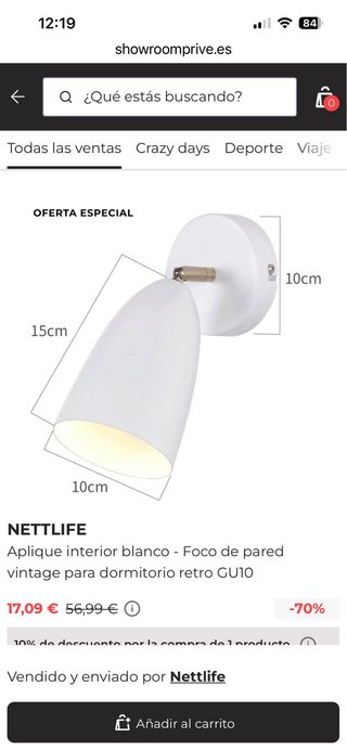 Apliques de pared blancos Nettlife