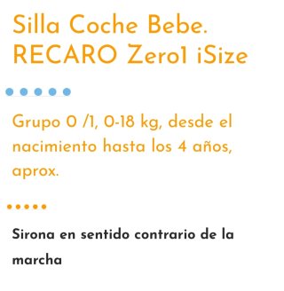 Silla coche RECARO ZERO.1 360° Con arneses bebe
