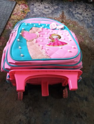 Mochila Ruedas Niña Rosa y Turquesa