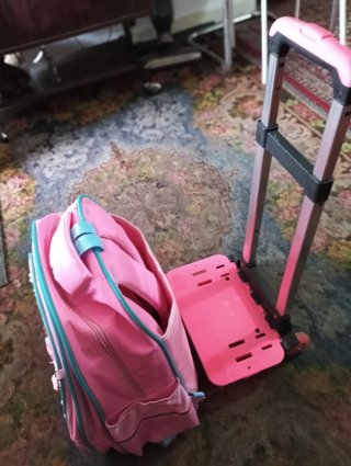 Mochila Ruedas Niña Rosa y Turquesa