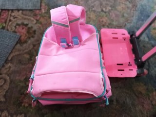 Mochila Ruedas Niña Rosa y Turquesa
