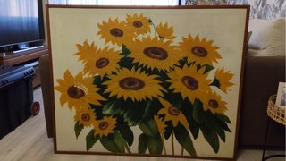 Cuadro girasoles 128x103cm marco madera