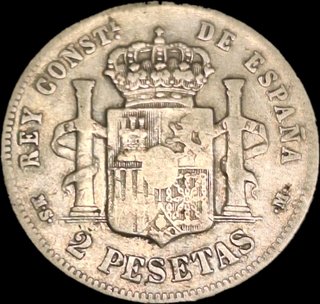 Moneda 2 Pesetas 1881 Alfonso XII Plata