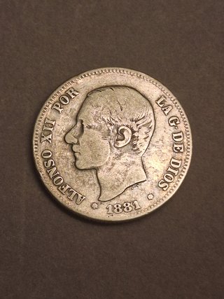 Moneda 2 Pesetas 1881 Alfonso XII Plata