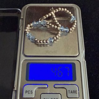 Pulsera Plata 925 Bolitas Cristales Azules
