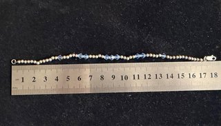 Pulsera Plata 925 Bolitas Cristales Azules