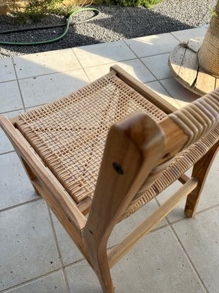 Lote 6 sillas mimbre y madera