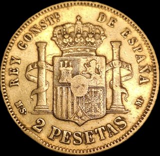 Moneda 2 Pesetas 1882 Alfonso XII Plata