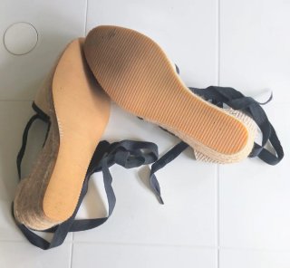 Alpargatas Jacobs mujer con cintas beige/negro