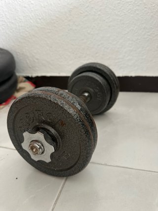 Banco de gimnasio y pesas