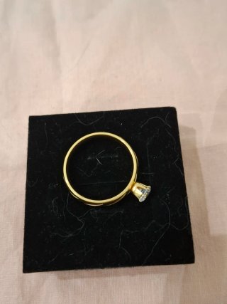 Anel Solitário Dourado Aço Novo Tam 10