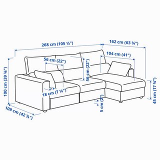 Sofá chaiselongue modular Ikea tela